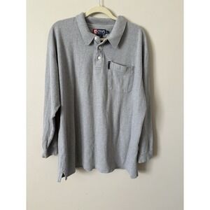 ChapsRalphLauren ColabMen's Gray Long Sleeve Collared Polo Shirt XXL Vintage 90s
